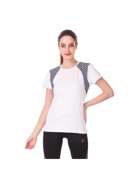 Performance Raglan Print Tshirt For Women (White)