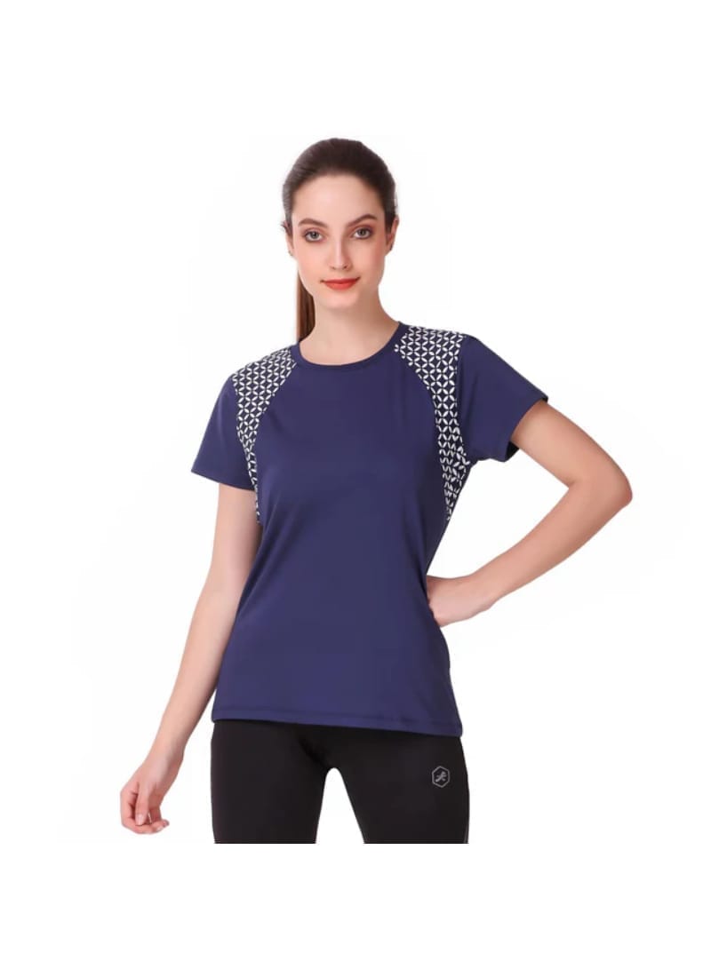 Performance Raglan Print Tshirt For Women (Blue Blood)