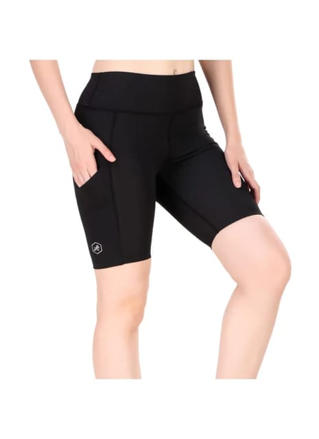 Nylon Compression Shorts For Women (Black)