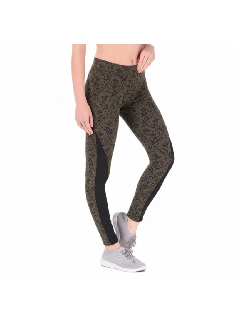 Color-block Legging/Tights For Women (Green Pattern)