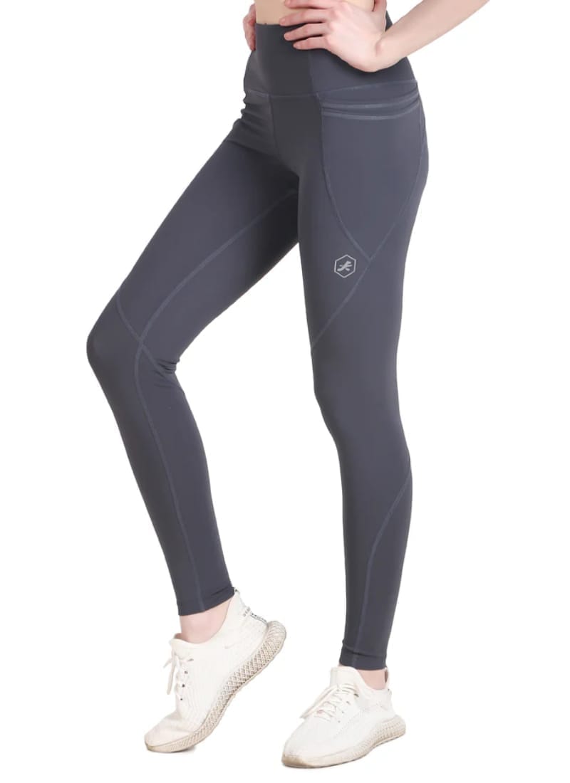 Nylon 4 Pocket Compression Legging/Tights For Women (Dark Grey)