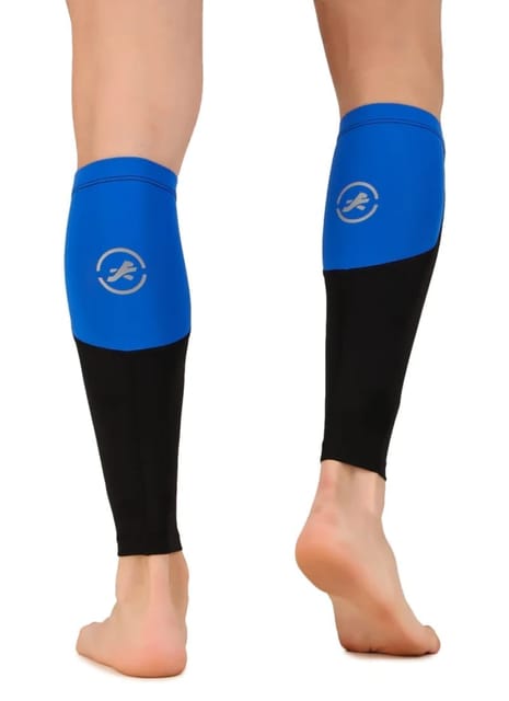 Nylon Compression Calf Sleeves (Black/Royal Blue)