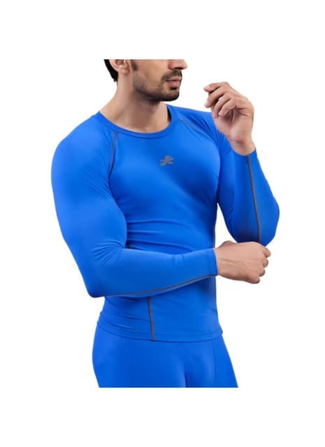 Nylon Compression Tshirt Full Sleeve Tights For Men (Royal Blue)