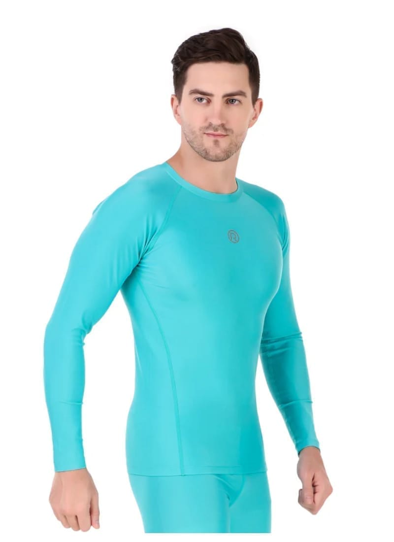 Men's Polyester Compression Tshirt Full Sleeve (Coral Green)