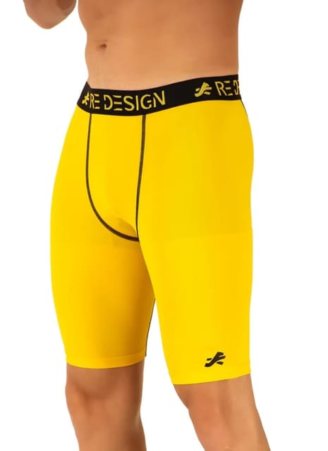 Men's Nylon Compression Shorts and Half Tights (Yellow)