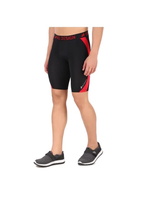 Nylon DC Curve Compression Shorts and Half Tights For Men (BLACK/RED)