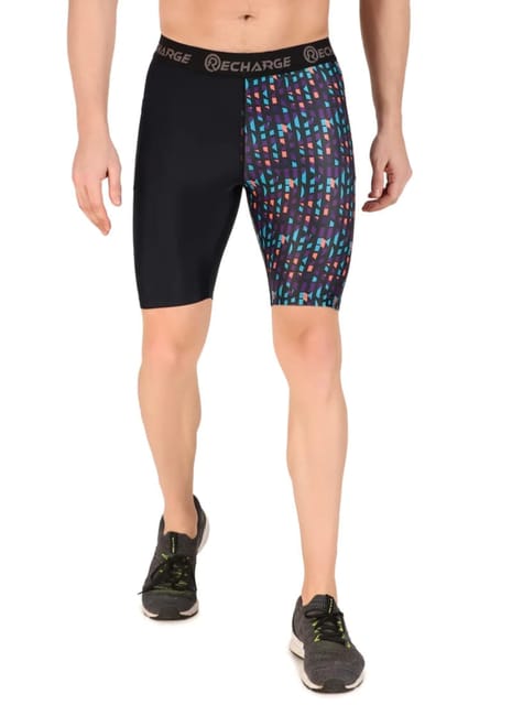 Men's Polyester Pocket Compression Shorts (1L Multimatrix)