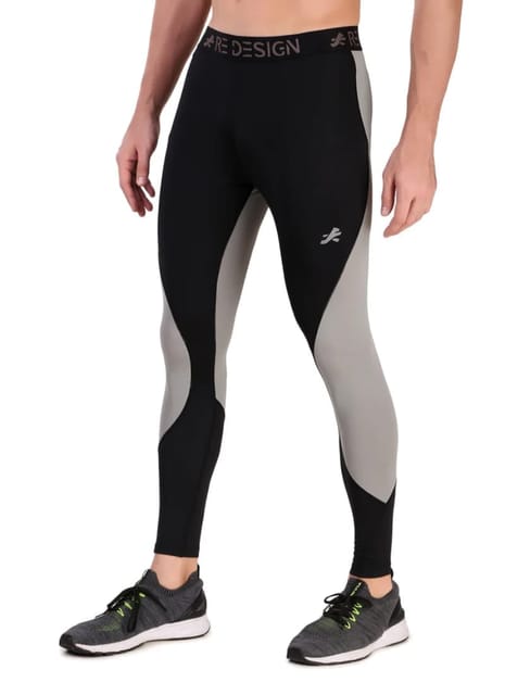 Nylon PB Series Compression Pant and Full Tights For Men (Black/L.Grey)