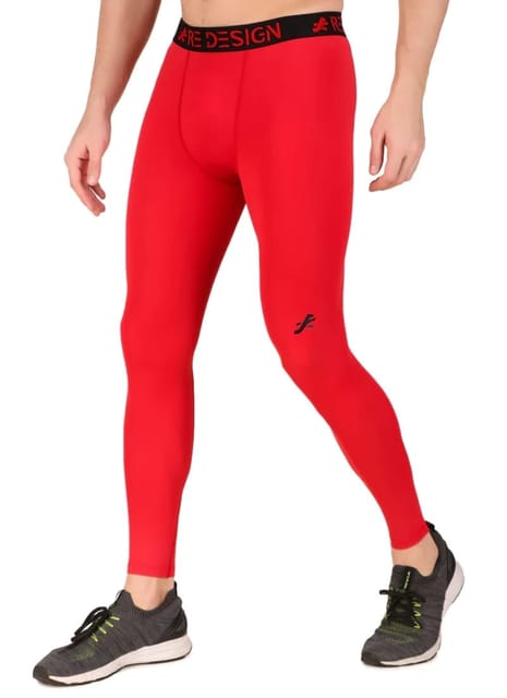 Nylon Compression Pant and Full Tights For Men (Red)