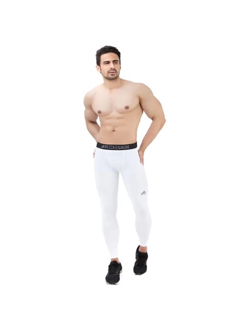 Nylon Compression Pant and Full Tights For Men (White)