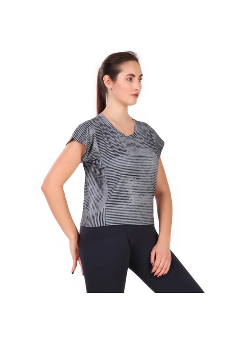 Performance Chic Mega Sleeve Tshirt For Women (Abstract Grey)