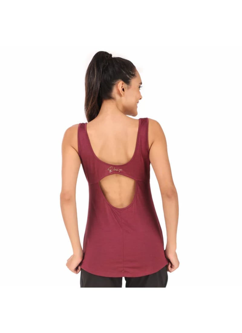 Back Cut-Out Sleeveless Tshirt For Women (Maroon)