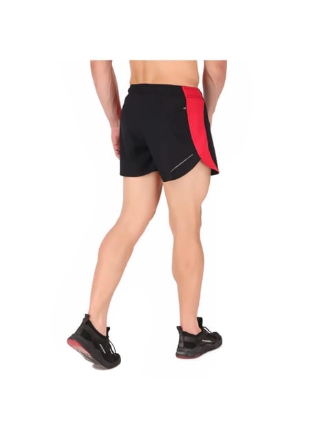 3" Ultra Running Marathon Split Shorts For Men (Black/Red)