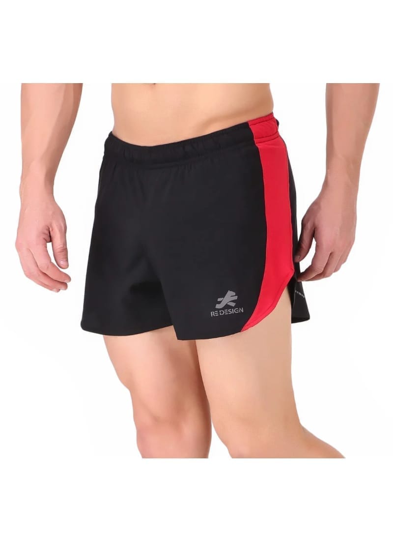 3" Ultra Running Marathon Split Shorts For Men (Black/Red)