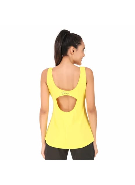 Back Cut-Out Sleeveless Tshirt For Women (Yellow)