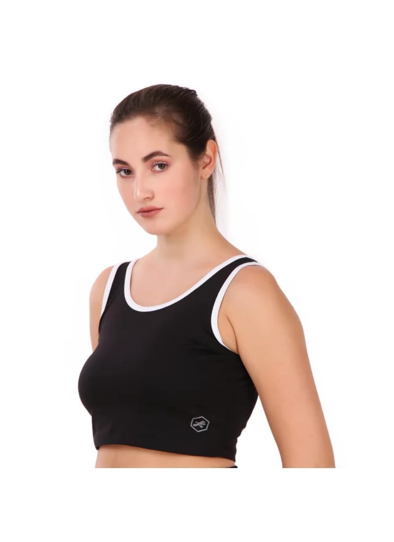 Cotton Crop Tank Top For Women (Black)