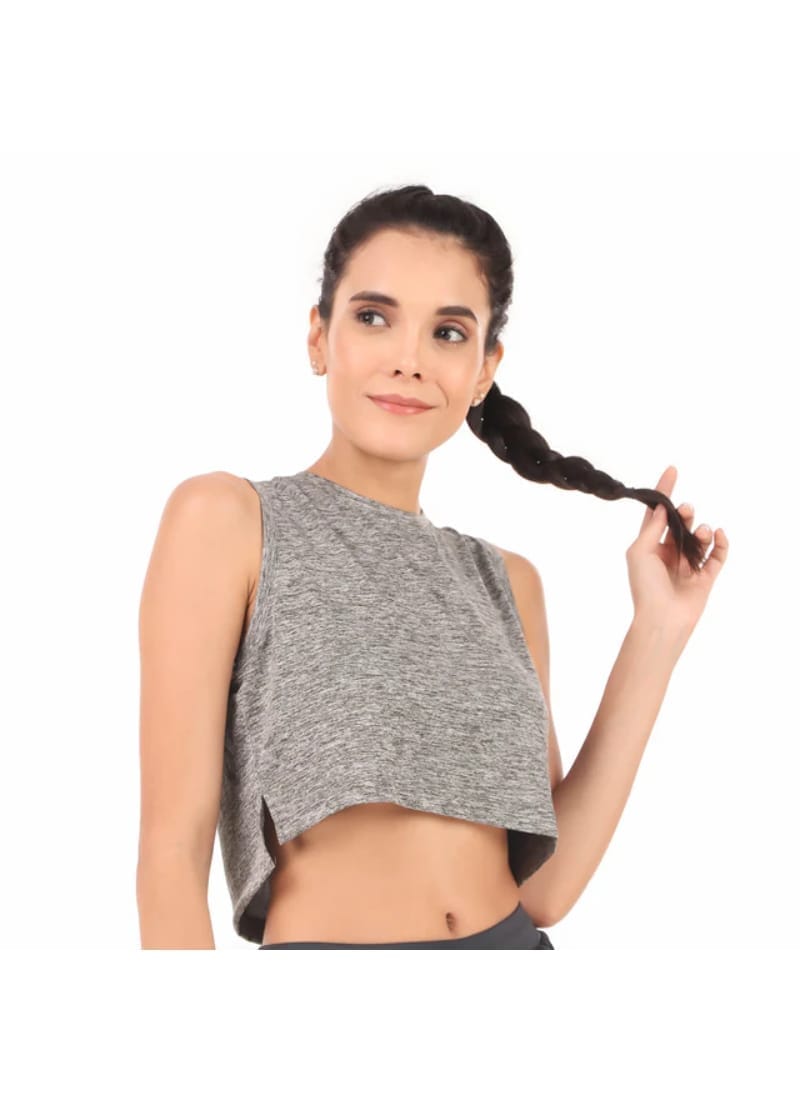 Performance Crop Top For Women (Iron Melange)