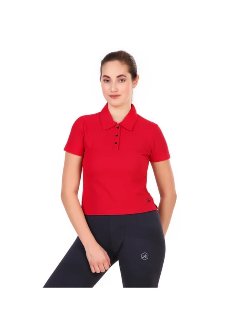 Activewear Polo Crop Top For Women (Red)