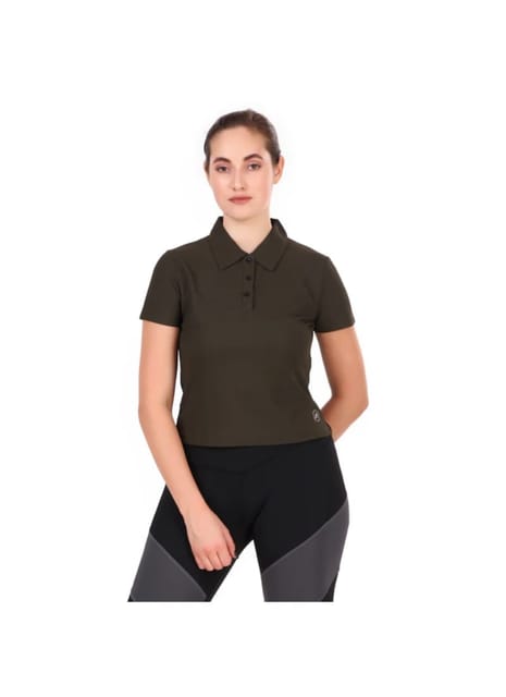 Activewear Polo Crop Top For Women (Olive)