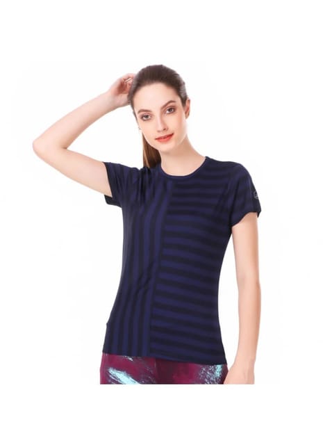 Cotton Stripes Tshirt For Women (Navy Blue)