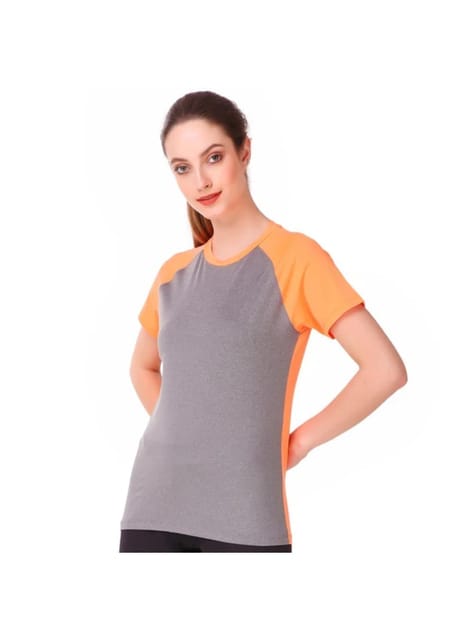 Performance Tshirt For Women (Grey/Orange)