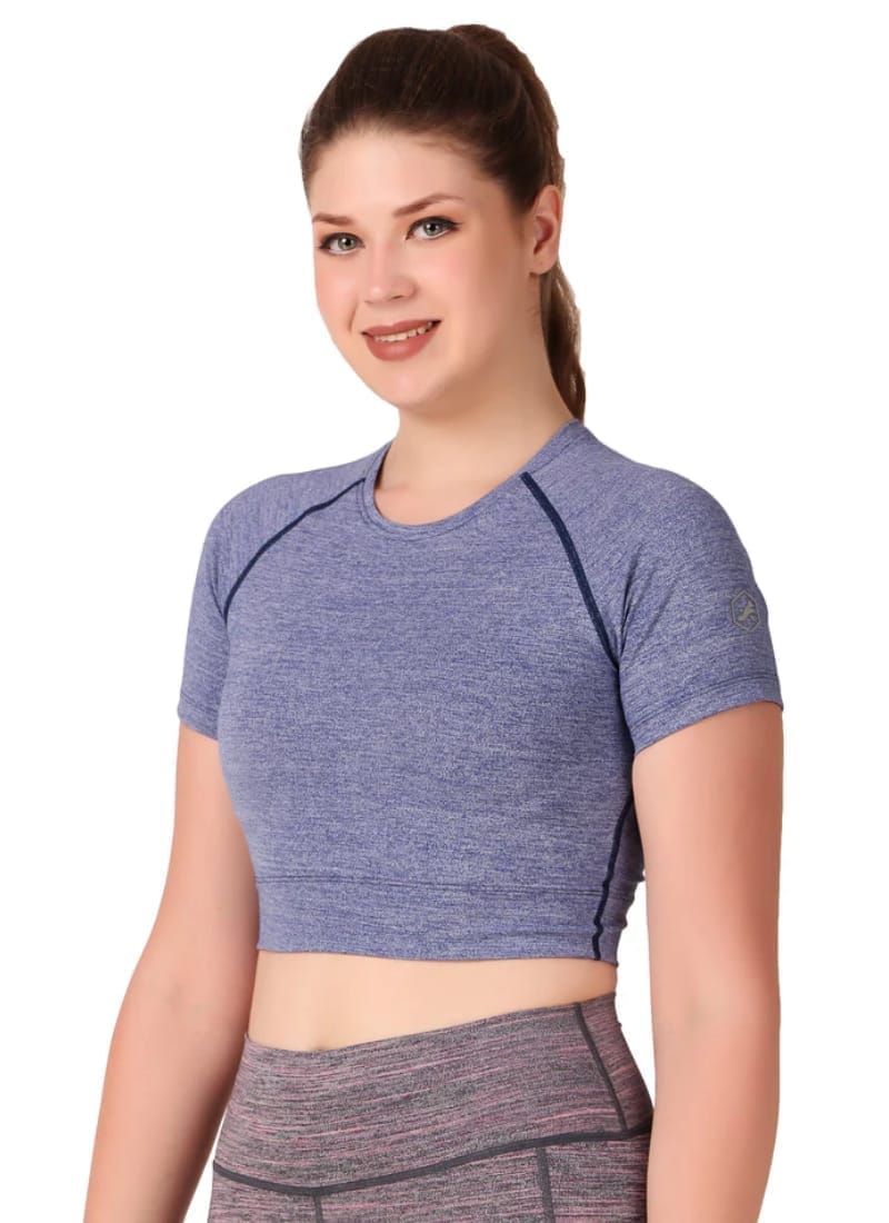 Compression Crop Top For Women (Purple Heather)