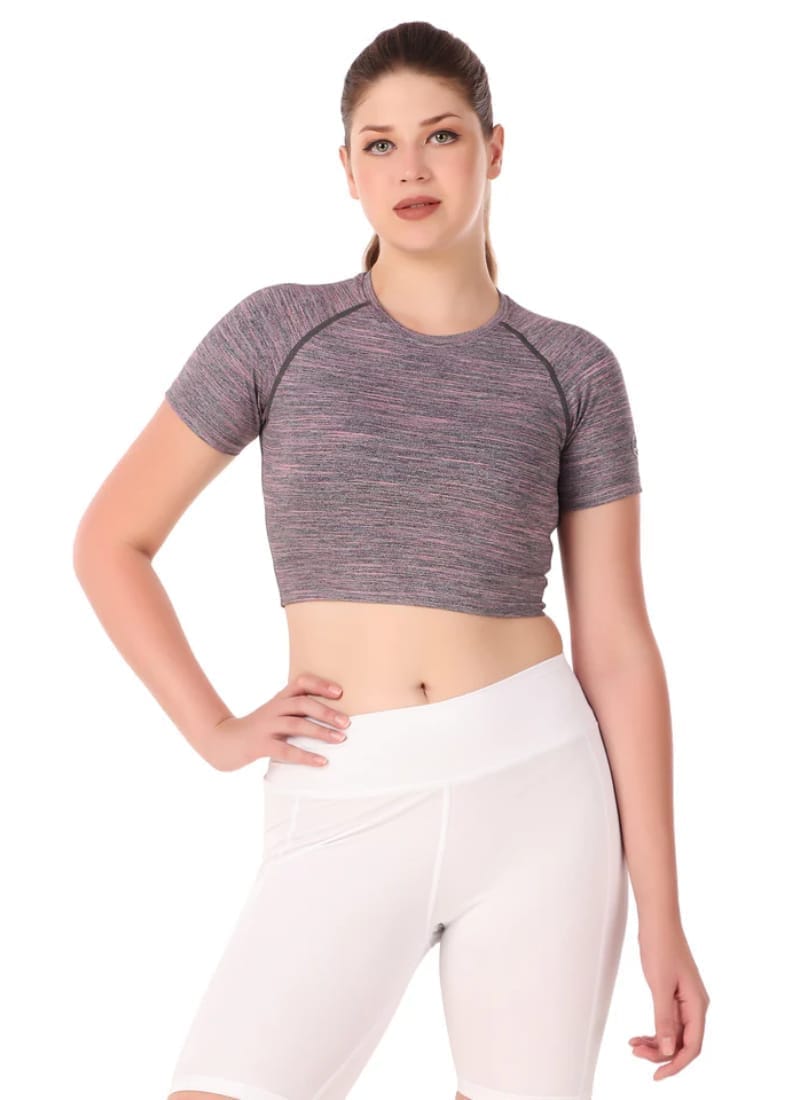 Compression Crop Top For Women (Ruby Heather)