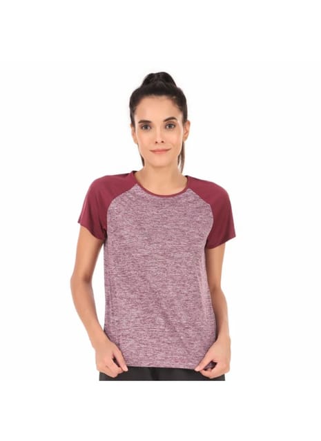 Performance Raglan Sleeves Tshirt For Women (Merlot Melange)