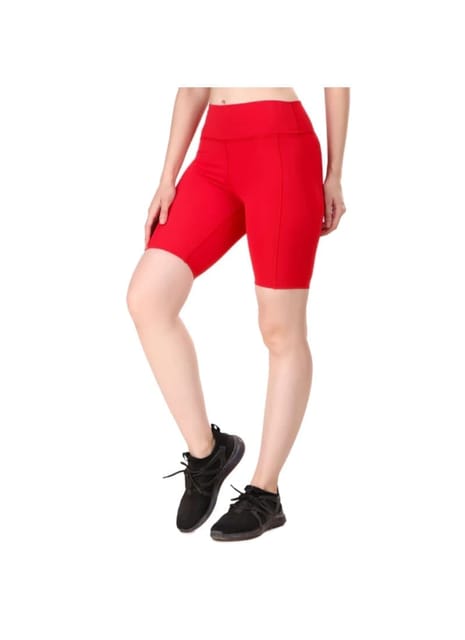 Nylon Compression Shorts For Women (Red)