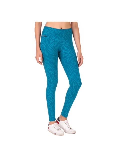 Gym Yoga Running Legging For Women Zip Pocket (Teal)