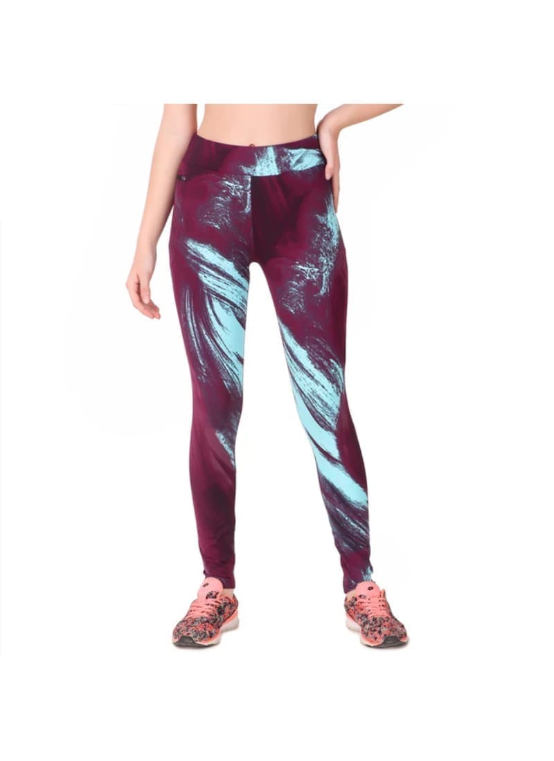 Gym Yoga Running Legging For Women Zip Pocket (Tidal Print)