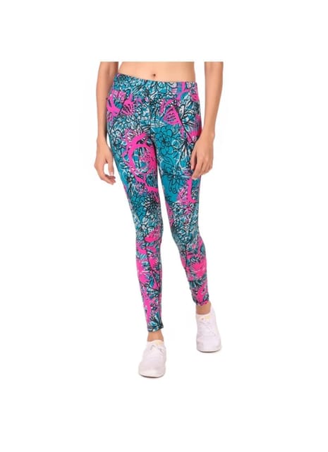 Gym Yoga Running Legging For Women Zip Pocket (Teal/pink)