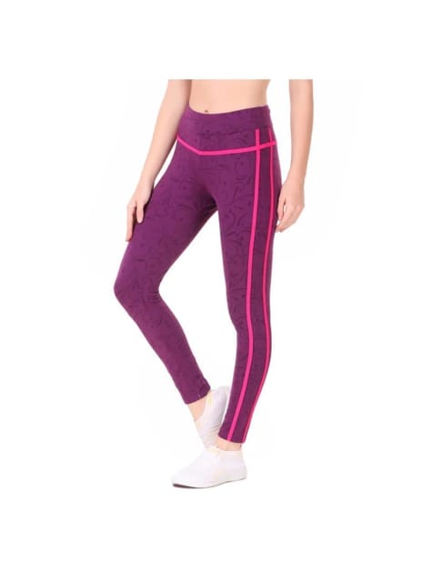 Gym Yoga Running Legging For Women Zip Pocket (Purple/Pink)