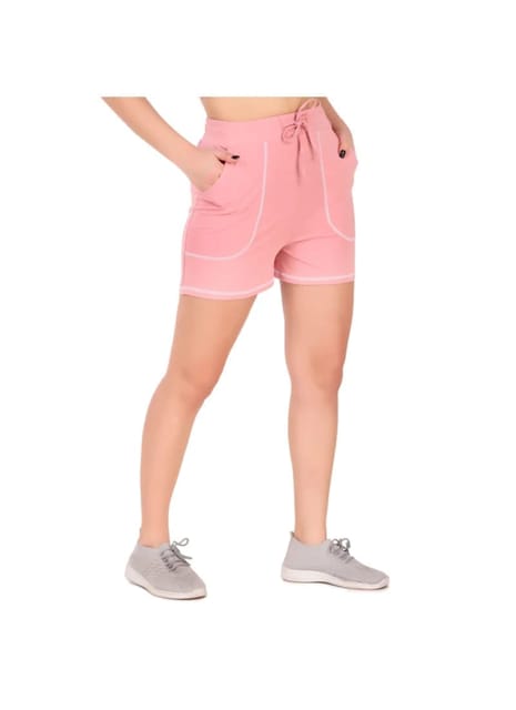 Cotton Lounge Shorts For Women (Pink)