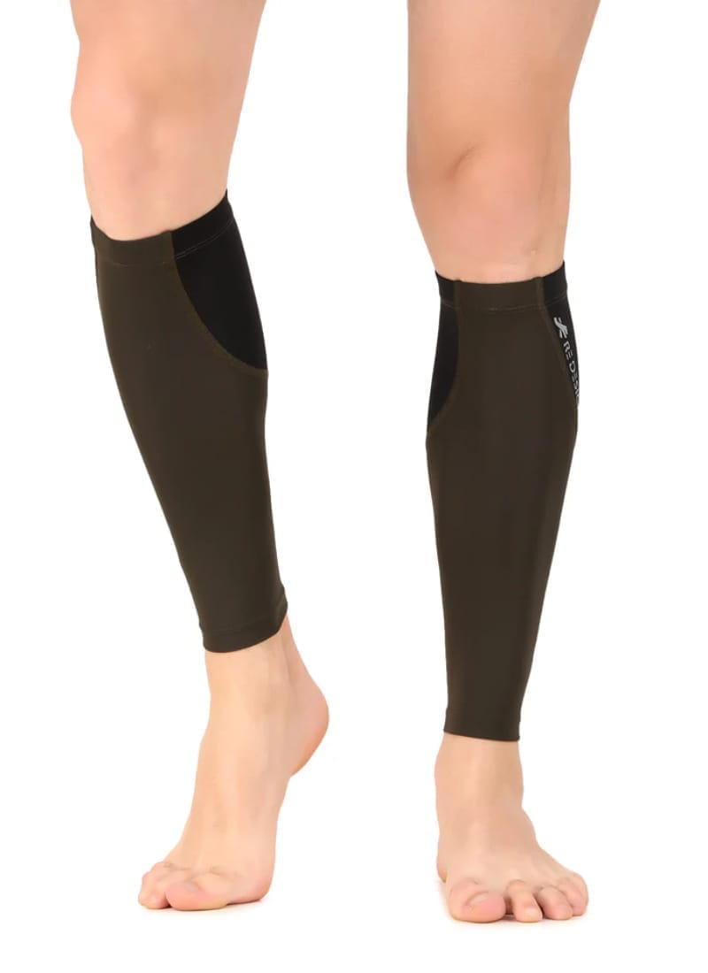 Nylon Compression Calf Sleeves (Black/Military Green)