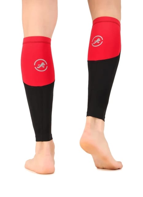 Nylon Compression Calf Sleeves (Black/Red)