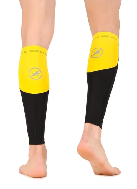 Nylon Compression Calf Sleeves (Black/Yellow)