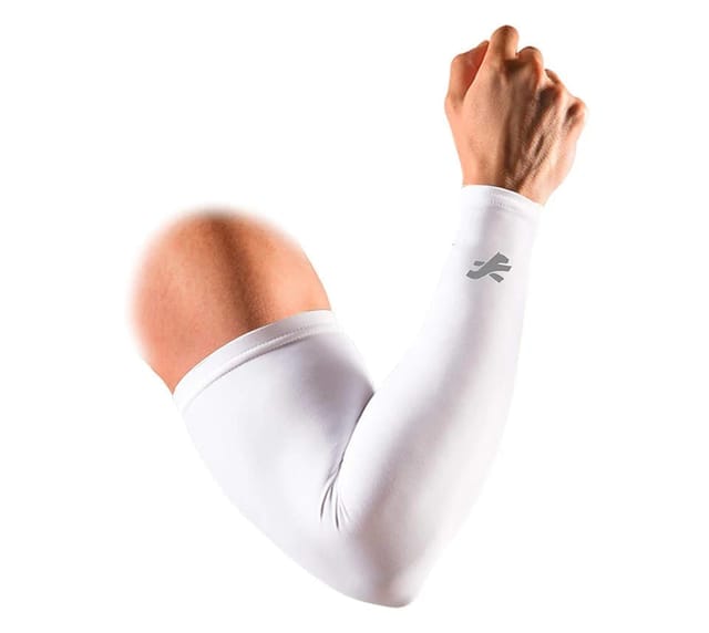 Nylon Compression Arm Sleeves For Men and Women (WHITE)