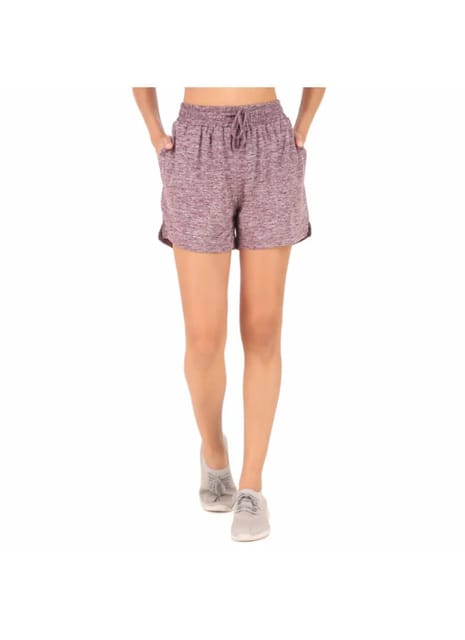 Activewear Shorts For Women (Merlot Melange)