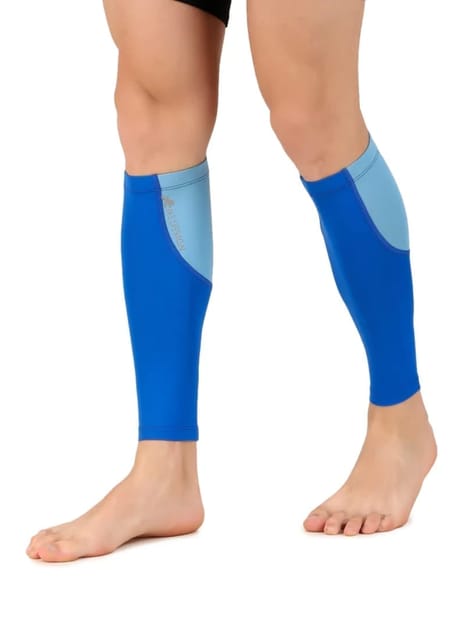 Nylon Compression Calf Sleeves (Aqua Blue/Royal Blue)