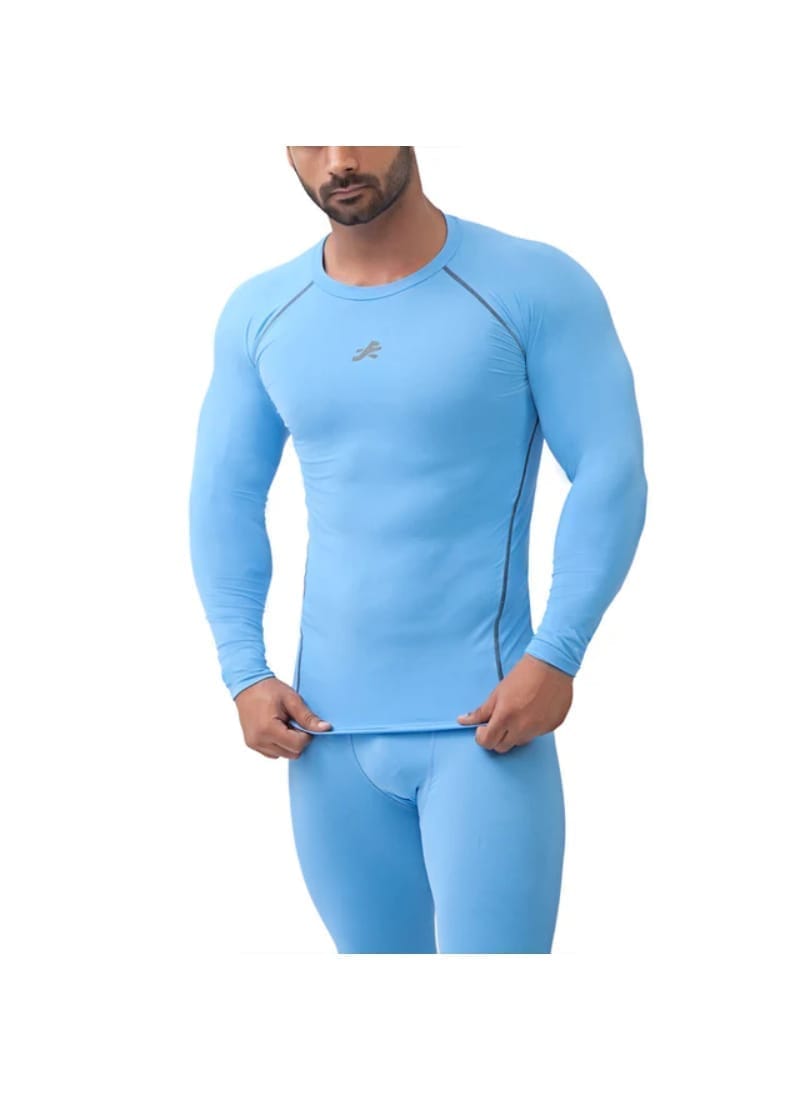 Nylon Compression Tshirt Full Sleeve Tights For Men (Sky Blue)