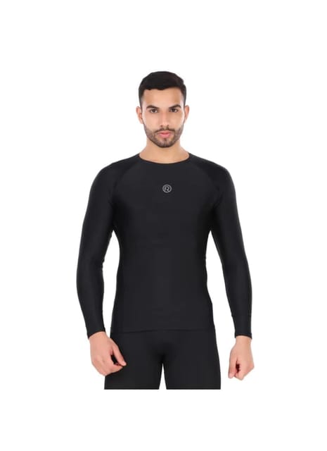 Recharge Polyester Compression Tshirt Full Sleeves (Black)