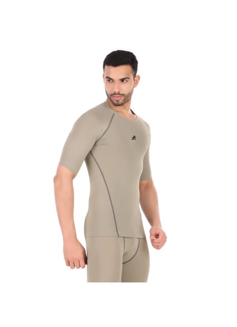 Nylon Compression Tshirt Half Sleeve Tights For Men (Pista)