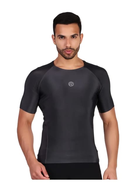 Men's Polyester Compression Tshirt Half Sleeve (Dark Grey)