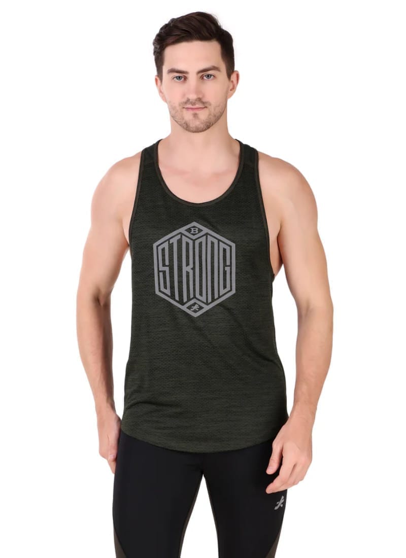 Gym Stringer Vest For Men (Olive)