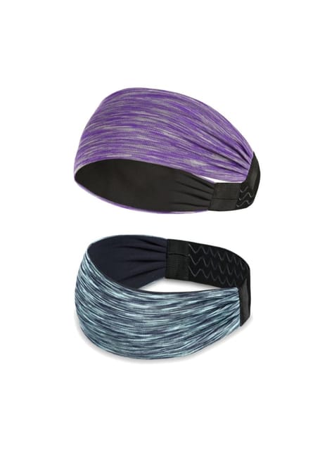 Sports Headband For Men and Women pack of two (Space Green/Purple)