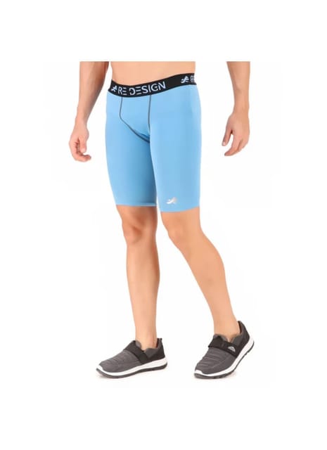 Nylon Compression Shorts and Half Tights For Men (Sky Blue)