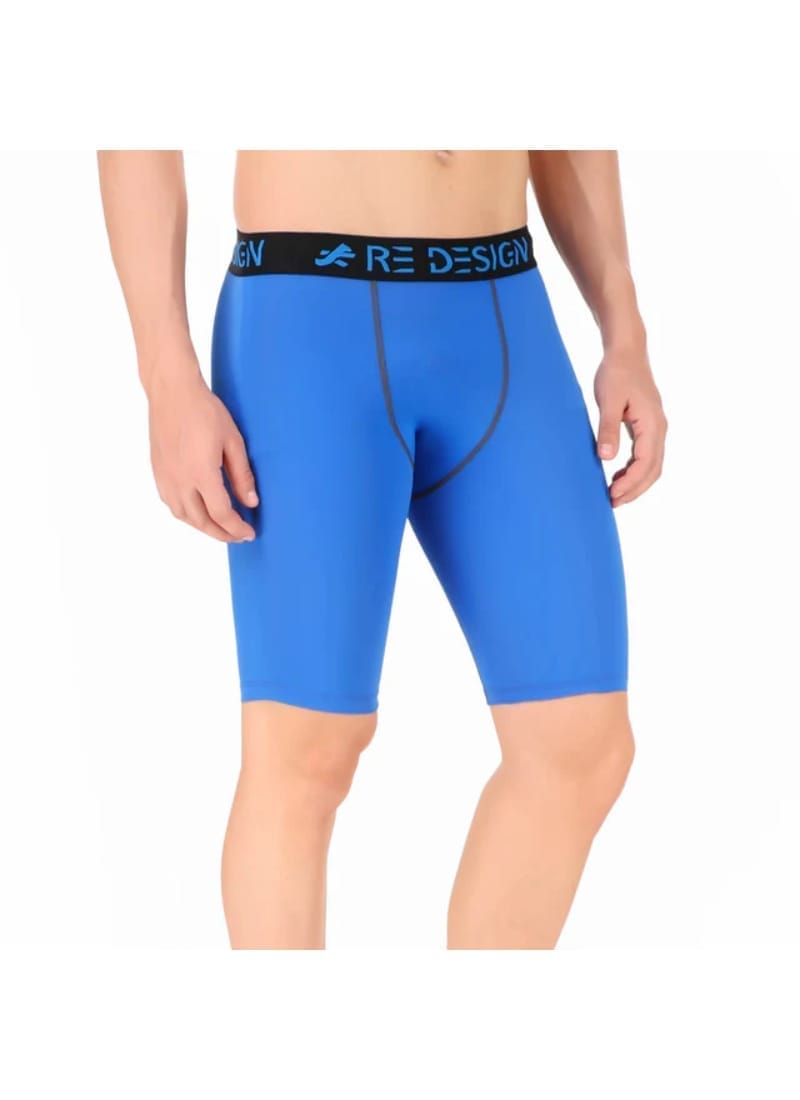 Nylon Compression Shorts and Half Tights For Men (Royal Blue)