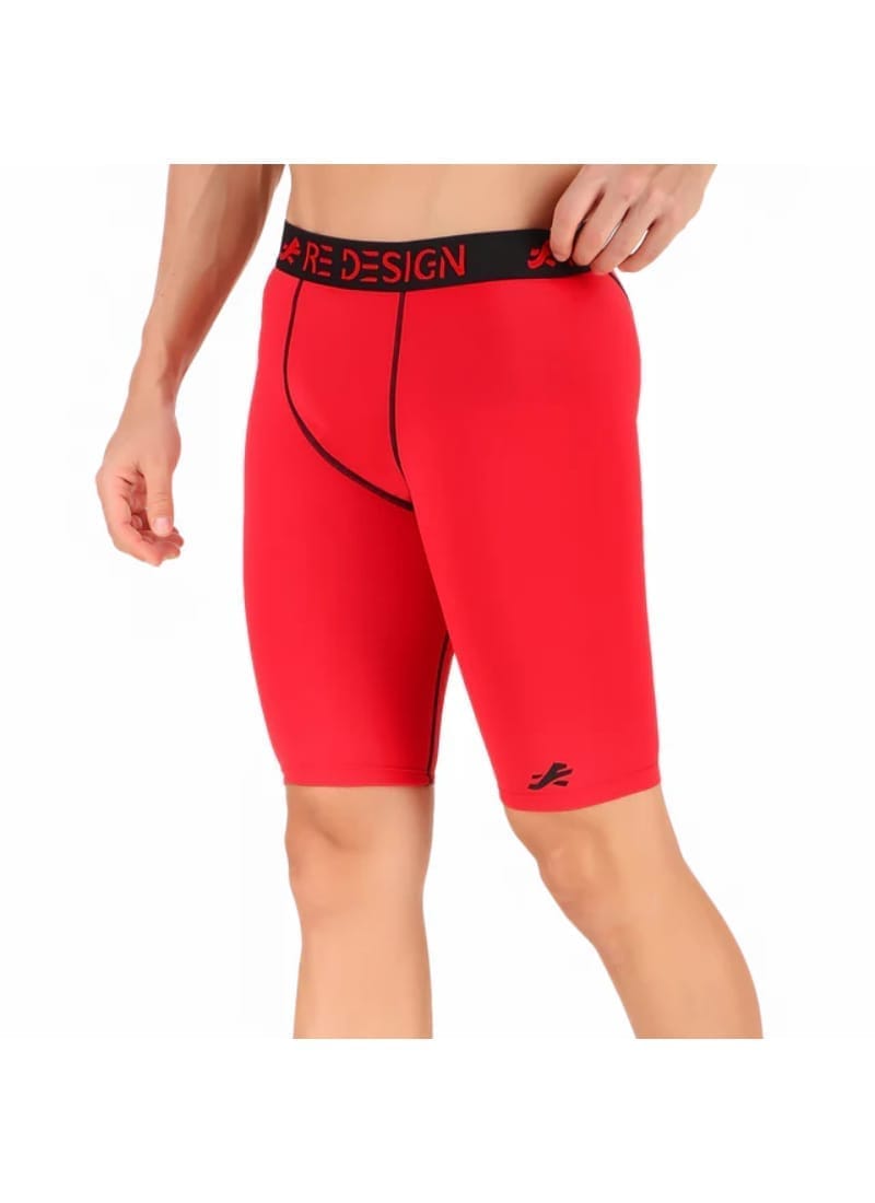 Nylon Compression Shorts and Half Tights For Men (Red)