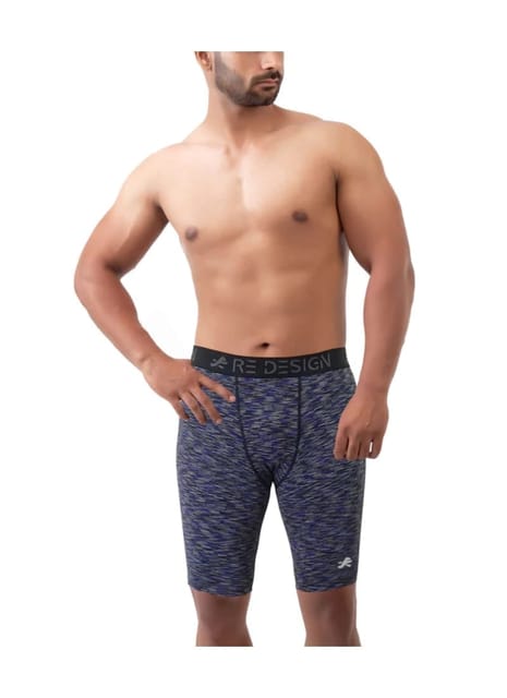 Men Cotton Compression Shorts and Half Tights (Comet Blue)